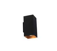 Qazqa Diseño Aplique diseño cuadrado negro dorado - SAB Aluminio Cuadrada Adecuado para LED Max. 2 x 50 Watt
