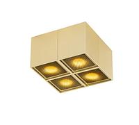 Qazqa Diseño Foco de diseño dorado 4 luces - Qubo Honey Aluminio/Acero Cuadrada Adecuado para LED Max. 4 x 10 Watt