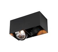 Qazqa Diseño Foco de diseño negro rectangular AR111 2 luces - Caja Aluminio Rectangular Adecuado para LED Max. 2 x 50 Watt