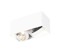 Qazqa Diseño Foco diseño blanco rectangular AR111 2 luces - BOX Aluminio Rectangular Adecuado para LED Max. 2 x 50 Watt