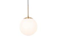 Qazqa Diseño Lámpara colgante Art Déco dorada con cristal opalino - Flore Acero/Esfera/Alargada Adecuado para LED Max. 1 x 40 Watt