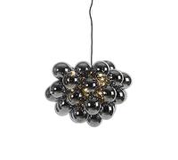 Qazqa Diseño Lámpara colgante Art Deco negra cristal ahumado 8-luces - UVAS/Acero Esfera Adecuado para LED Max. 8 x 28 Watt