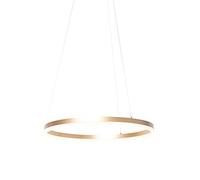 Qazqa Diseño Lámpara colgante diseño dorado 60 cm incl. LED 3 pasos regulable - ANELLO Aluminio/Acero Redonda Incluye LED Max. 1 x 40 Watt