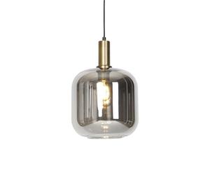 Qazqa Diseño Lámpara colgante inteligente negra con cristal dorado y ahumado con WiFi G95 - Zuzanna/Acero Redonda Adecuado para LED Max. 1 x 4.9 Watt