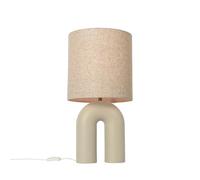 Qazqa Diseño Lámpara de mesa beige con pantalla de lino beige - Lotti Plástico/Textil Orgánica Adecuado para LED Max. 1 x 40 Watt