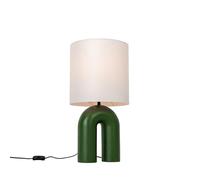 Qazqa Diseño Lámpara de mesa verde con pantalla de lino blanco - Lotti Plástico/Textil Orgánica Adecuado para LED Max. 1 x 40 Watt