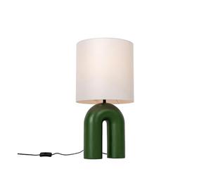 Qazqa Diseño Lámpara de mesa verde con pantalla de lino blanco - Lotti Plástico/Textil Orgánica Adecuado para LED Max. 1 x 40 Watt