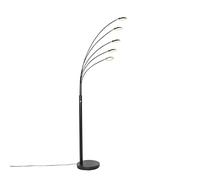 Qazqa Diseño Lámpara de pie de diseño negra con LED de 5 luces - Sixties Trento Acero/Vidrio/Mármol Redonda Incluye LED Max. 5 x 5 Watt