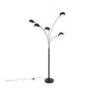 Qazqa Diseño Lámpara de pie inteligente negra 5 luces con Wifi B35 - Sixties Acero Alargada Adecuado para LED Max. 5 x 4.5 Watt