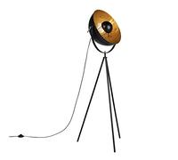 Qazqa Diseño Trípode industrial negro/oro - MAGNA 40 Eglip Acero Esfera/Redonda Adecuado para LED Max. 1 x 60 Watt