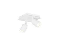 Qazqa Foco de baño moderno cuadrado blanco 2 luces IP44 - Ducha Acero/Aluminio/Vidrio Cuadrada Adecuado para LED Max. 2 x 35 Watt
