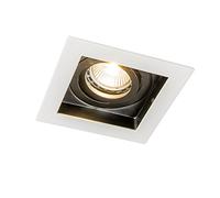 QAZQA Foco empotrable moderno blanco con negro orientable - Carree Acero Cuadrada Adecuado para LED Max. 1 x 50 Watt