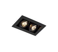 Qazqa Foco empotrable moderno negro 2 luces orientable - ONEON 70 Acero Rectangular Adecuado para LED Max. 2 x 50 Watt