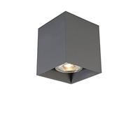 Qazqa Foco moderno gris oscuro - QUBO 1 Aluminio Cubo/Cuadrada Adecuado para LED Max. 1 x 50 Watt