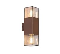 Qazqa Industrial Aplique de exterior marrón óxido con pantalla ahumada 2 luces IP44 - Dinamarca Aluminio/Plástico Alargada Adecuado para LED Max. 2 x 15 Watt