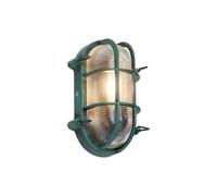 Qazqa Industrial Aplique de exterior verde ovalado IP44 - Noutica Aluminio/Vidrio Ovalada Adecuado para LED Max. 1 x 15 Watt