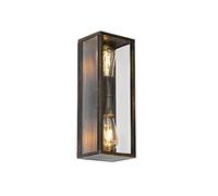 Qazqa Industrial Aplique vintage oro antiguo 38 cm 2 luces IP44 - Charlois Aluminio/Vidrio Alargada Adecuado para LED Max. 2 x 40 Watt