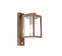Qazqa Industrial Farol de pared para exterior marrón óxido con sensor de movimiento IP44 - Charlois Aluminio/Vidrio Rectangular Adecuado para LED Max. 1 x 40 Watt
