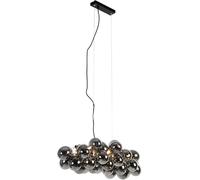 QAZQA Lámpara colgante art deco alargada negra cristal ahumado 8-luces