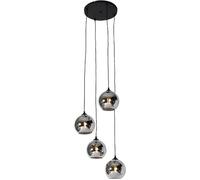 QAZQA Lámpara colgante art déco negra cristal ahumado 4 luces