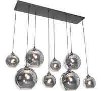 QAZQA Lámpara colgante art déco negra cristal ahumado 8 luces