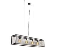 QAZQA Lámpara colgante industrial negra 118cm 4