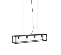 Qazqa Lámpara colgante industrial negra - CAGE 4 Acero Rectangular Adecuado para LED Max. 4 x 60 Watt