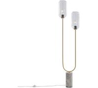 QAZQA Lámpara de pie Art Déco 2 luces y cristal transparente