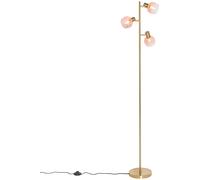 QAZQA Art Déco Lámpara de pie Art Deco dorada con cristal rosa 3 luces - Vidro Acero/Alargada Adecuado para LED Max. 3 x 25 Watt