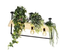 Qazqa Lámpara de techo industrial negra madera 3-luces - SHELF/Acero Rectangular/Alargada Adecuado para LED Max. 3 x 60 Watt