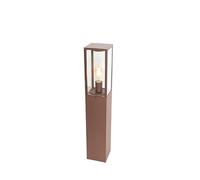 Qazqa Lámpara exterior industrial de pie marrón óxido 80 cm IP44 - Charlois Aluminio/Vidrio Alargada Adecuado para LED Max. 1 x 40 Watt