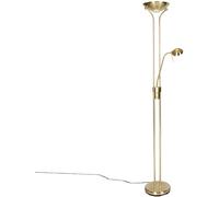 Qazqa Moderno Lámpara pie moderna latón lámpara lectura LED tenue a cálido - DIVA Vidrio/Acero Alargada Incluye LED Max. 1 x 23 Watt