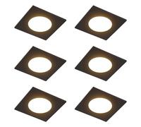 Qazqa led foco empotrado IP44 negro 9 cm 103278 | LED integrada, plástico, led integrada 5w incluida 230V 2700k blanco cálido regulable, IP65, lote de 6