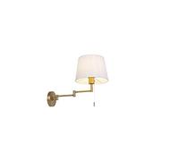 QAZQA Moderno Aplique bronce pantalla blanca brazo orientable - LADAS DELUXE Textil/Acero Redonda Adecuado para LED Max. 1 x 40 Watt