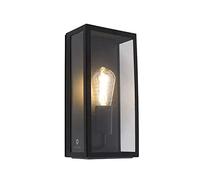Qazqa Moderno Aplique industrial exterior negro IP44 cristal - ROTTERDAM/Rectangular Adecuado para LED Max. 1 x 60 Watt