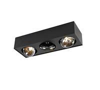 Qazqa Moderno Foco de diseño cuadrado negro 3 luces - Kaya Aluminio Alargada Adecuado para LED Max. 3 x 3 Watt
