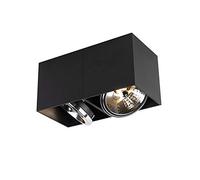 Qazqa Moderno Foco de diseño negro rectangular 2 luces - Caja Aluminio Rectangular Adecuado para LED Max. 2 x 3 Watt