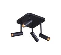 Qazqa Moderno Foco de techo redondeado negro GU10 35mm 4 luces giratorio e inclinable - Kate Acero/Aluminio Cuadrada/Redonda Adecuado para LED Max. 4 x 10 Watt