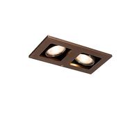 QAZQA Moderno Foco empotrable bronce oscuro rectangular 2 luces - Qure Aluminio Rectangular Adecuado para LED Max. 2 x 10 Watt