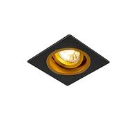 Qazqa Moderno Foco empotrable negro dorado (anaranjado) orientable 9,3cm - CHUCK Acero Cuadrada Adecuado para LED Max. 1 x 50 Watt