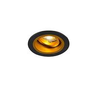 Qazqa Moderno Foco empotrable redondo negro con dorado giratorio e inclinable - Chuck Acero Redonda Adecuado para LED Max. 1 x 50 Watt