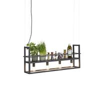Qazqa Moderno Lámpara colgante industrial negra estantería 4-luces - CAGE Rack Acero Alargada Adecuado para LED Max. 4 x 60 Watt