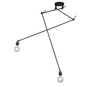 Qazqa Moderno Lámpara colgante moderna descentrada negra sin pantalla - BLITZ II Acero Alargada Adecuado para LED Max. 2 x 60 Watt