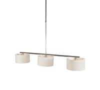 Qazqa Moderno Lámpara colgante moderna redonda blanca - VT 3 Textil/Acero Redonda/Alargada Adecuado para LED Max. 3 x 60 Watt