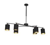 Qazqa Moderno Lámpara colgante moderna regulable negra 6 luces - Lofty Acero/Textil Cilíndra/Alargada/Redonda Adecuado para LED Max. 6 x 40 Watt