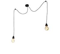 Qazqa Moderno Lámpara colgante negra - CAVA 2 Acero Redonda/Alargada Adecuado para LED Max. 2 x 60 Watt