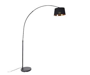 Qazqa Moderno Lámpara de arco inteligente negra con oro con Wifi A60 - Arc Basic Acero/Textil/Plástico Alargada Adecuado para LED Max. 1 x 8.5 Watt