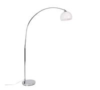 Qazqa Moderno Lámpara de arco moderna cromada con pantalla blanca - Arc Basic Plástico/Acero Redonda/Alargada Adecuado para LED Max. 1 x 20 Watt