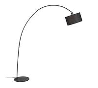 Qazqa Moderno Lámpara de arco moderna negra bombilla-WiFi-E27-A60 - VINOSSA Acero/Textil Alargada Adecuado para LED Max. 1 x 7 Watt