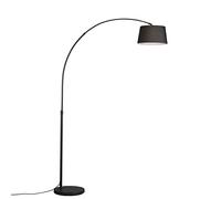 Qazqa Moderno Lámpara de arco moderna negra pantalla de tela negra - ARC BASIC Textil/Acero Redonda Adecuado para LED Max. 1 x 20 Watt